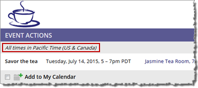 Account time zone at top of Event Actions page